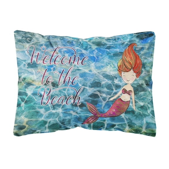 Carolines Treasures BB8521PW1216 Mermaid Water Welcome Canvas Fabric Decorative Pillow, 12H x16W, multicolor