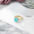 thumbnail image 5 of Gem Stone King 2.50 Cttw Green Turquoise and White Created Sapphire 18K Yellow Gold Plated Silver Ring for Women | Gemstone Birthstone | Available in Size 5, 6, 7, 8, 9, 5 of 6