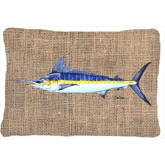 Carolines Treasures  Fish - Marlin Indoor & Outdoor Decorative Fabric Pillow - 12 x 16 in.