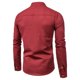 thumbnail image 4 of Camisas De Sport Para Hombre Camisa de color para hombre Camisa de lino con cuello de algodón Camisas de hombre sólidas informales y de manga larga (Red, 3XL), 4 of 6