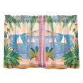 thumbnail image 7 of Yayeee Kitchen Curtains Tier Pair Light Filtering 27"x24" Rod Pocket Short Cafe Window Panel, Pink Seaside Boat, 7 of 7
