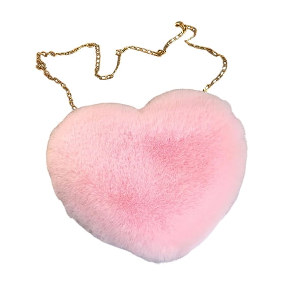 Monedero ligero y elegante con forma de corazón y cadena para oficina, citas, reuniones y citas. rosa claro