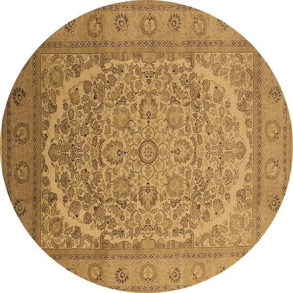 Ahgly Company Indoor Round Oriental Brown Industrial Area Rugs, 4' Round