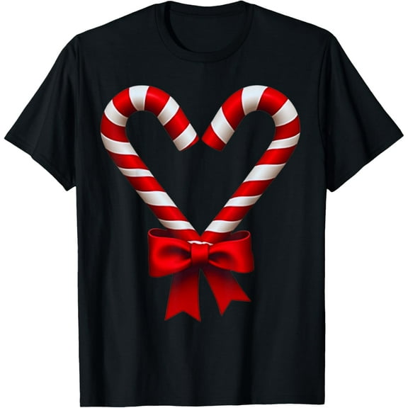 Christmas Candy Cane Heart Boys Girls Men Women Mom Dad T-Shirt
