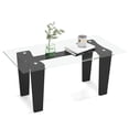 thumbnail image 1 of Gymax Rectangle Coffee Table Modern Tempered Glass Top Accent Table Black, 1 of 9