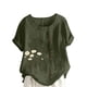 thumbnail image 2 of Puntoco Liquidación de blusas cortas para mujer Blusa informal y de lino con botones y manga corta estampada para mujer, 2 of 4