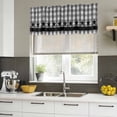 thumbnail image 5 of Gray Black Plaid Valances for Windows, Decorative Rod Pocket Window Valance Curtains, Vintage Star Greyish Buffalo Lattice Short Curtain Drapes for Kitchen/Living Room, 2 Panels, 60" W x 18" L, 5 of 8
