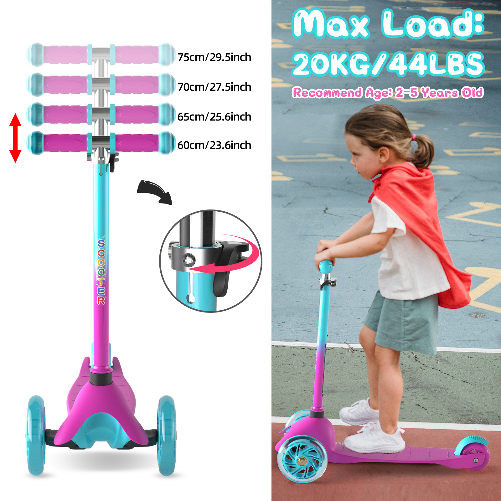 XJD 3-Wheel Kick Scooter for Toddlers Ages 2-5 photo 5