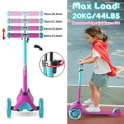 XJD 3 Wheel Kick Scooter for Kids 2-5 Years Max Weight 20KG/44LB, Toddler Scooter with Adjustable Height Light up LED Wheels, Best Gift for Boys Girls Outdoor Activities, Purple