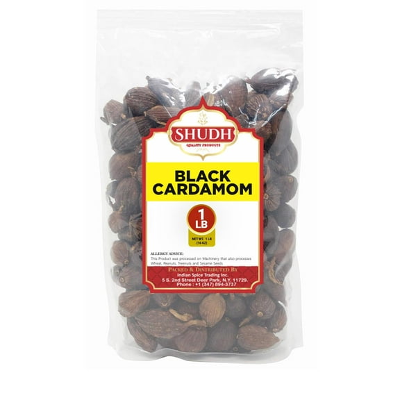Shudh Black Cardamom Pods Whole 1 LB ~ (Amomum tsao-ko/Cao Guo/Thao Qua) ~ All Natural ~ Non-GMO Spice