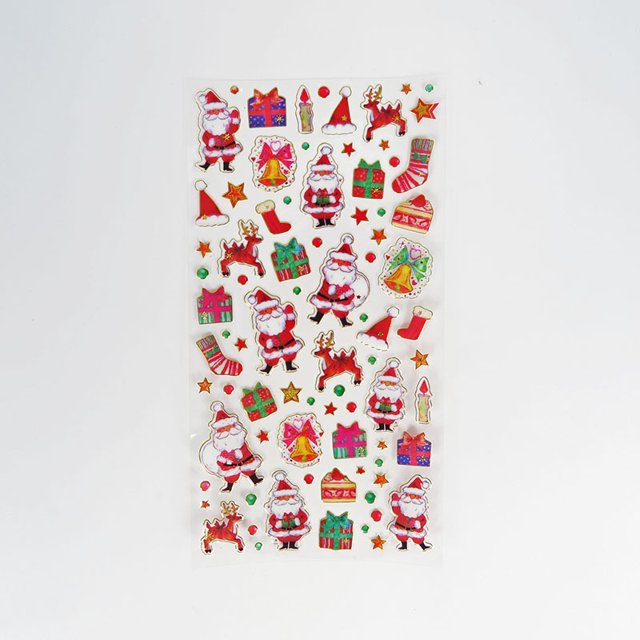 Pegatinas navideñas DIY con estampado en caliente, regalo decorativo transparente de PVC, pegatinas navideñas de recompensa para niños con dibujos animados