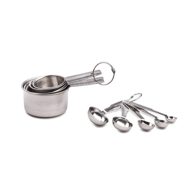 MITBAK Measuring Cup (Silver) 10-Piece Measuring Cups and Spoons Set | Sleek Stainless Steel Kitchen Gadgets | Premium Stackable Cooking and Baking Supplies | Upgrade Your Cooking Utensils Today