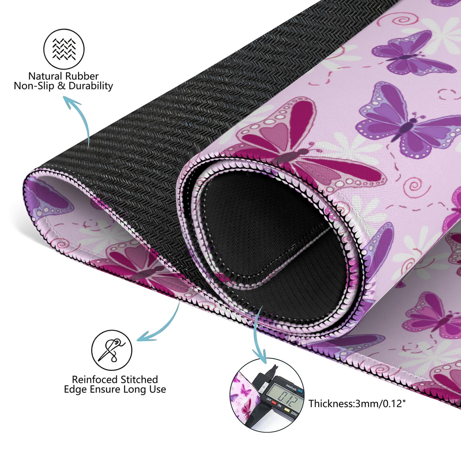 Butterfly Mahjong Mat for Table, 31.5*31.5in Anti Slip American Mahjong Table Cloth, Noise Reduction, Neoprene Mah jongg Mat with Carrying Bag & 3 Dices, Mahjong Set Gift for Board Tile Games Mats