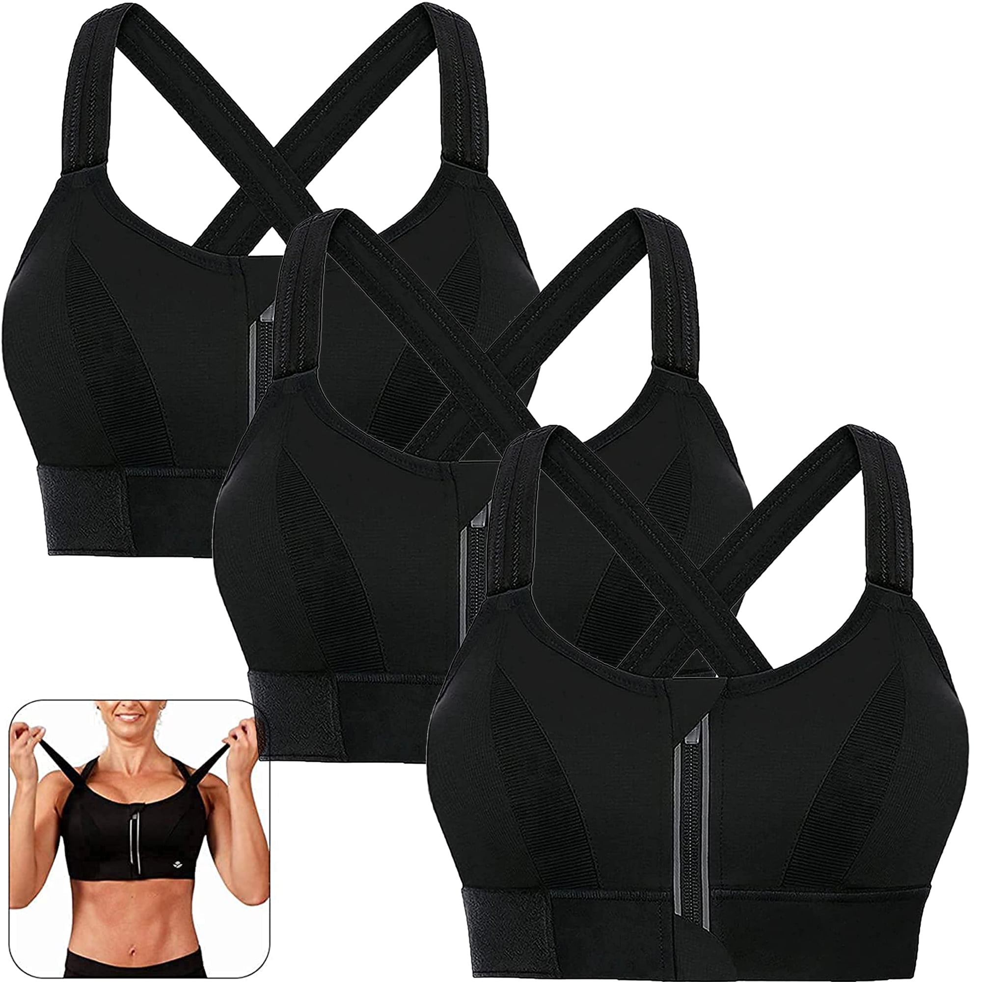 Elbourn Nursing Bras For Breastfeeding Women's Zipper Front Sports Bra