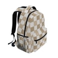 thumbnail image 5 of School Backpack Lightweight Multipocket College High Middle Student Bag 15L Beige Brown White Checkered, 5 of 9