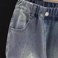 thumbnail image 5 of LEKWK Girls Jeans Wide Leg Rhinestone Beaded Denim Elastic Waist Casual Daily Party Back to School Kids Denim Clothing Pants Outfits, 5 of 7