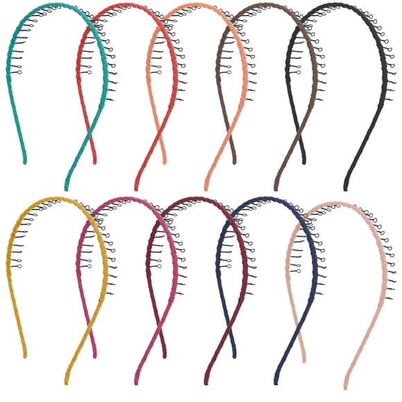 AUEAR 10 diademas de metal vintage con cinta de dientes envueltas, peine para el pelo, diadema para mujeres y niñas (multicolor)