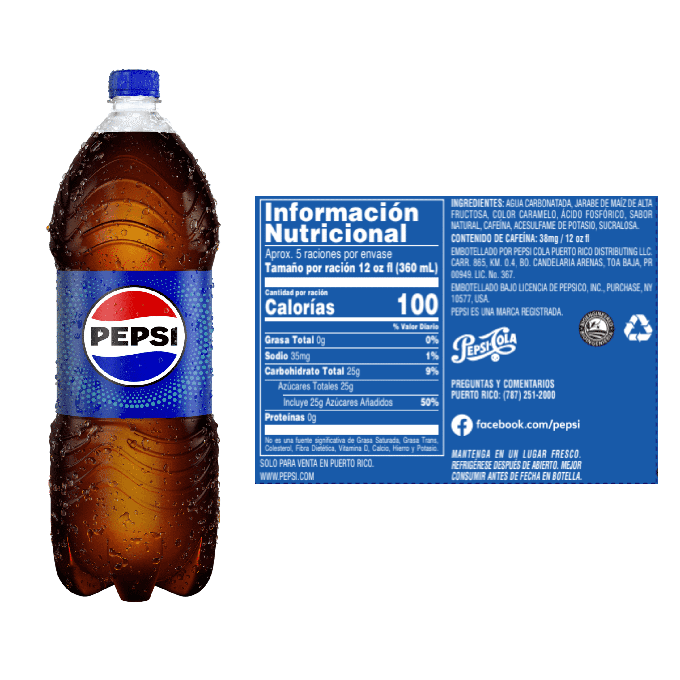 Pepsi Cola Soda Pop 1.75 Liter Bottle - Allergens Not Contained