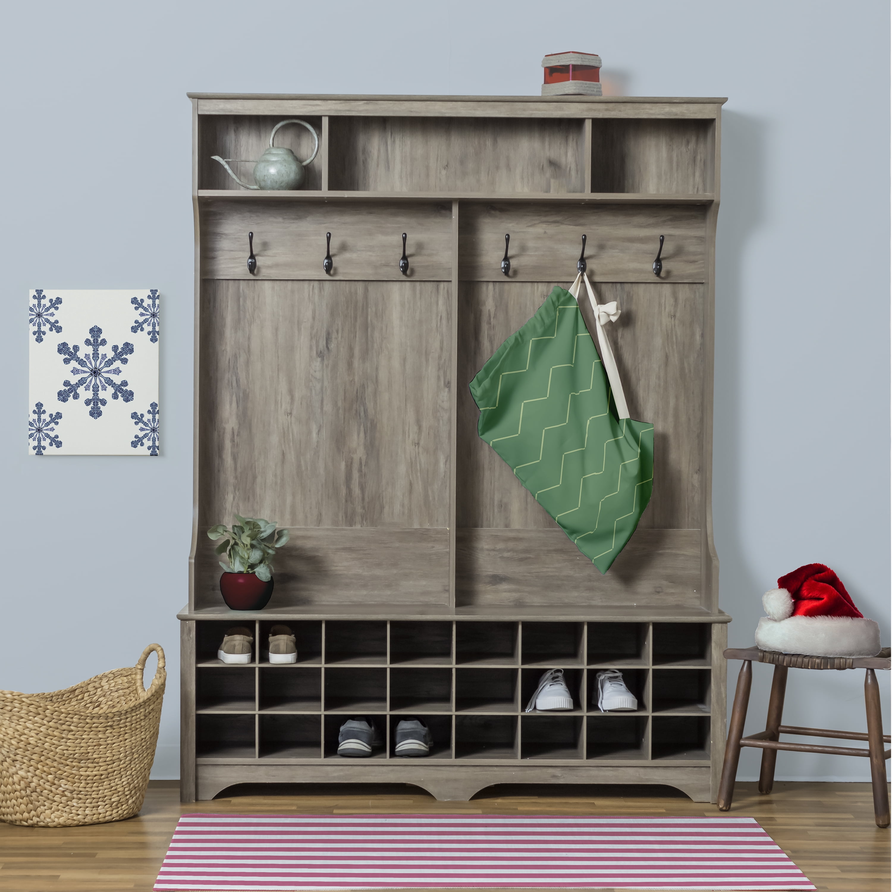 Simply Daisy Harlequin Stripe 18 x 29 in Green Laundry Bag