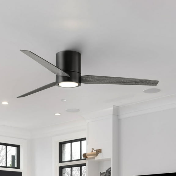 Luxury Casual Ceiling Fan, Large Size: 9.75''H x 56''W, with Contemporary Style Elements, Matte Black Finish, UHP9411 from the Camden Collection by Urban Ambiance