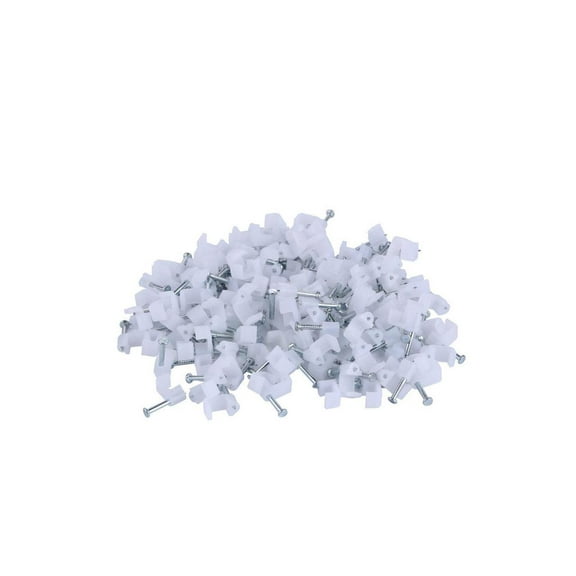 XINCA Nail Clamp Flat Wall Tack Cable Clip Retail Packaging with Accessories, White, 100 Count