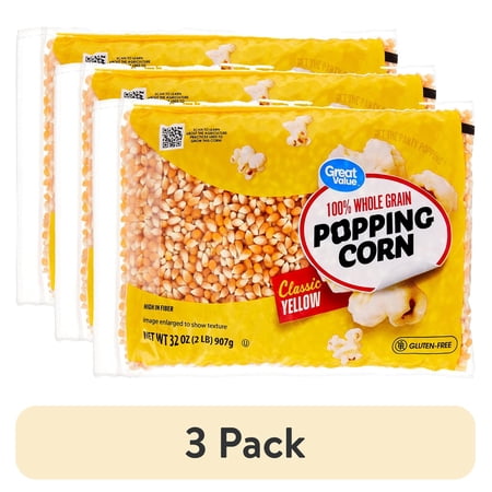 (3 pack) Great Value Yellow Popping Corn, 32 oz