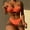 Orange, variant on HUPOM Swimsuit Women Bandeau Bikini Sleeveless Multi-theme A-line Halter Orange L
