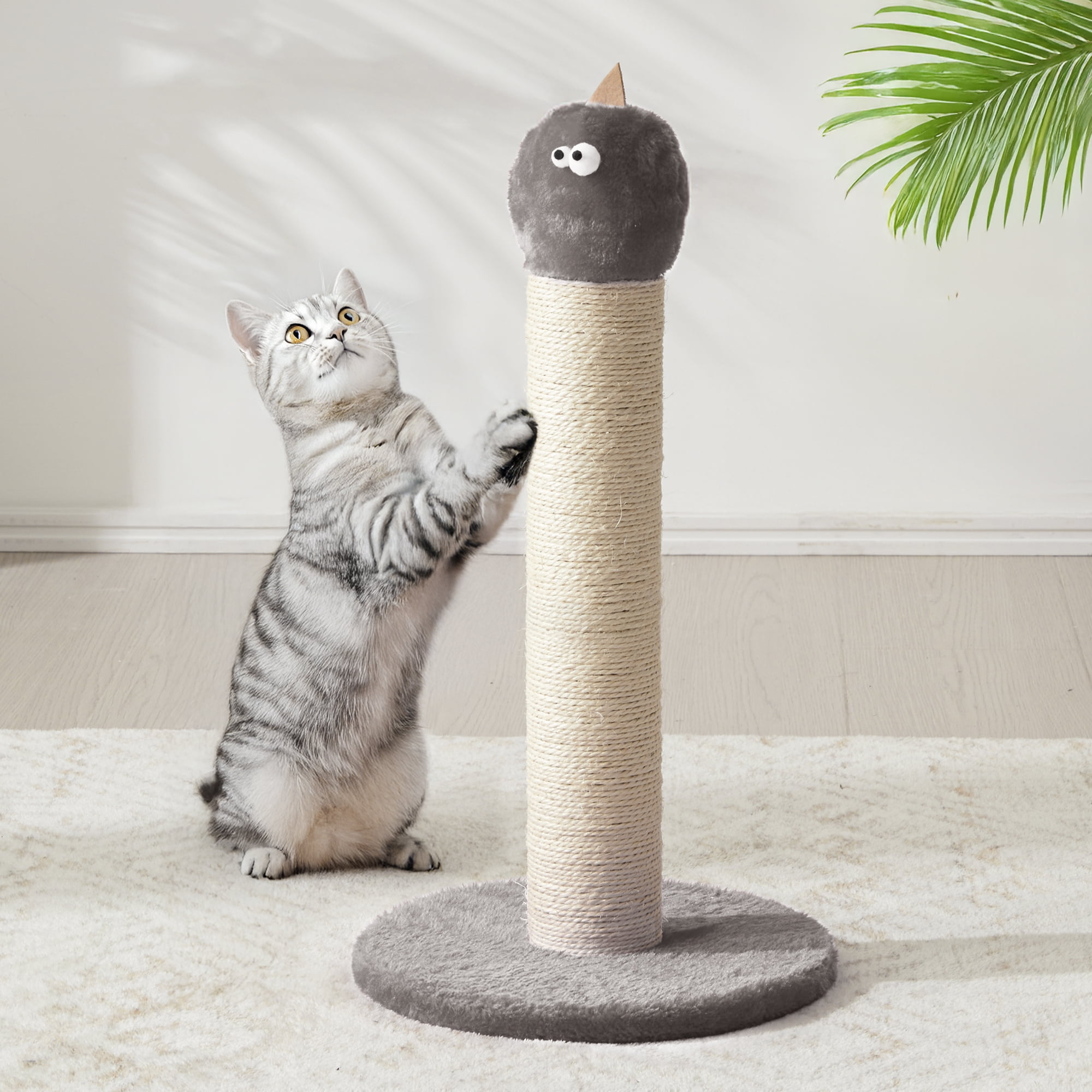 Mayincolor 22-Inch Cat Scratching Post , Durable Sisal Scratch Post for Indoor Cats, Monster-Shaped Cat Scratcher for Kittens & Large Cats, Grey