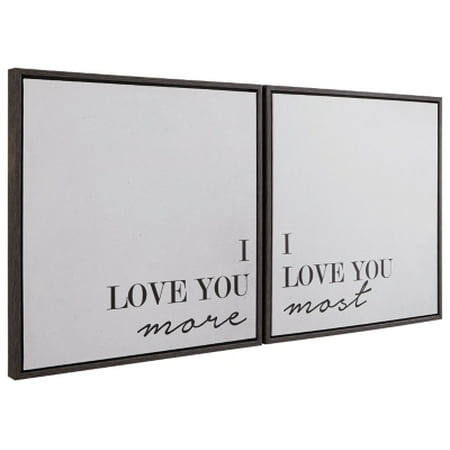 Signature Design by Ashley Adline 2 Piece I love you more I love you most Wall Art 24 x 24 Black & White