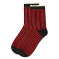 thumbnail image 4 of MeMoi Women's Houndstooth Lace Cuff Crew Socks - Womens - Female, 9-11, Black-Red, 4 of 6