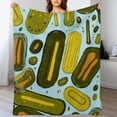 thumbnail image 3 of Nawypu Pickle Cucumbers Throw Blanket Soft Bed Blankets Lightweight Cozy Plush Flannel Blanket for Sofa Couch Bedroom, 3 of 6