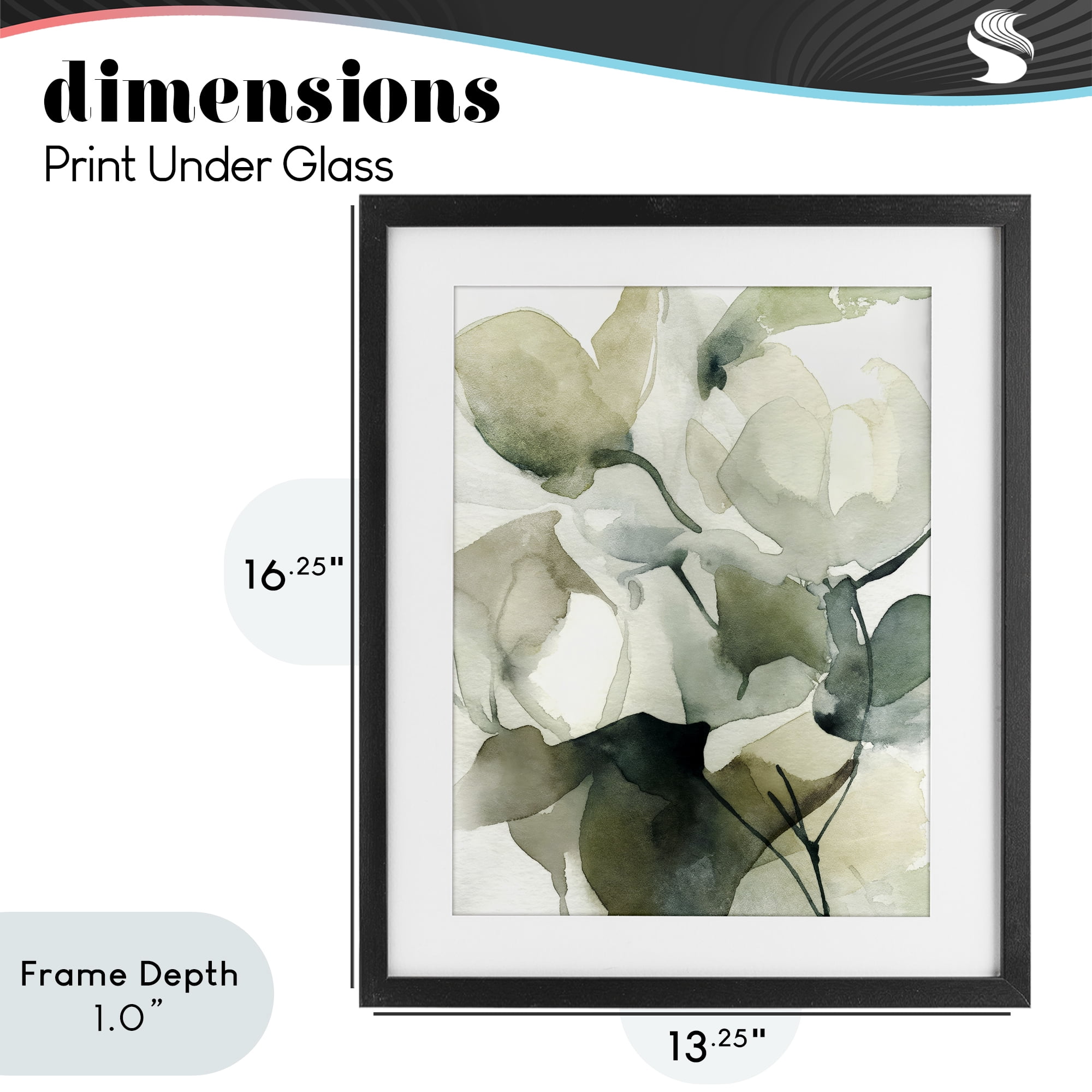 Stupell Industries Flowing Floral Branches Black Framed Print Under Glass, design by Svetlana Aleynikova