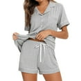 thumbnail image 1 of Womens Button Down Pajamas Set Short Sleeve Sleepwear Bride Soft Pj Lounge Sets, 1 of 5