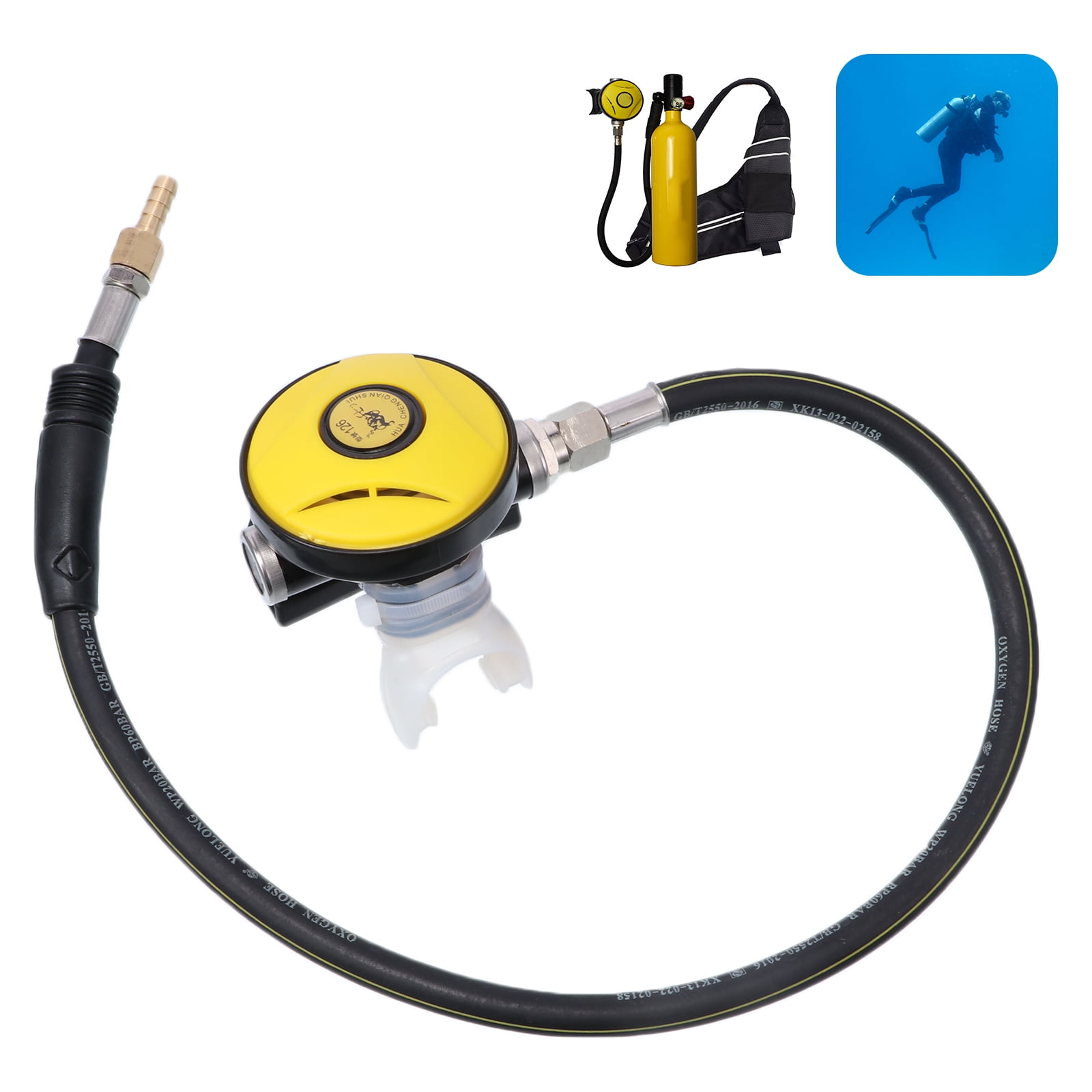 12V Driven Automatic Air Compressor Diving Breathing Supply with Hose Regulator 