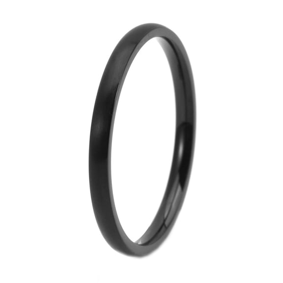 HIJONES Men's Women's Stainless Steel Smiple Plain Dome Matte Ring Titanium Band 2MM Black Size 6
