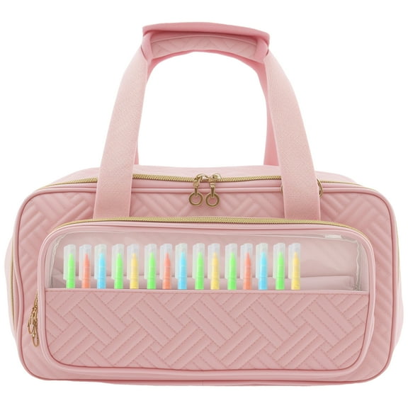 Marker Organizer Case with Handle and Shoulder Strap Reusable Marker Storage Carrying Bag with Aluminum Foil Liner for Easy Wipe Clean