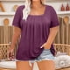 thumbnail image 4 of Tops de Talla Grande para Mujer, Corta, Cuello Cuadrado, Túnica Holgada de Verano para Leggings. Vino Tinto XL, 4 of 7