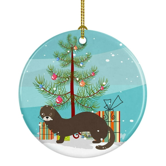 Carolines Treasures BB9235CO1 Russian or European Mink Christmas Ceramic Ornament 3 in multicolor