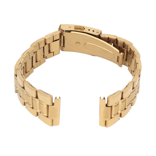 Quick Release Stainless Steel Watch Band - Double Lock Buckle Strap Gold For Men And Women
