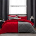 thumbnail image 2 of DNG Creations 5 Piece Solid Reversible Diamond Pattern Comforter 550 GSM All Season 800 TC, 100% Egyptian Cotton - Full/ Queen - Size ( Dark-Grey/Red Colour ), 2 of 7