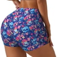 thumbnail image 2 of Fotbe Blue Skull Flower Seamless Shorts, Womens Workout Shorts High Waist Stretch Booty Short for Gym/Yoga/Running/Biking-XX-Large, 2 of 9