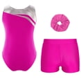 thumbnail image 6 of iiniim Kids Girls Sleeveless Rhinestones Gymnastics Leotards with Athletic Shorts and Hair Tie Figure Ice Skating Hot Pink 8, 6 of 7