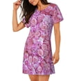 thumbnail image 2 of Naloa Pink Roses Print Women Nightgowns,Womens Loungewear,Short Sleeve Sleepwear,Comfy Ladies Nightdress, 2 of 6