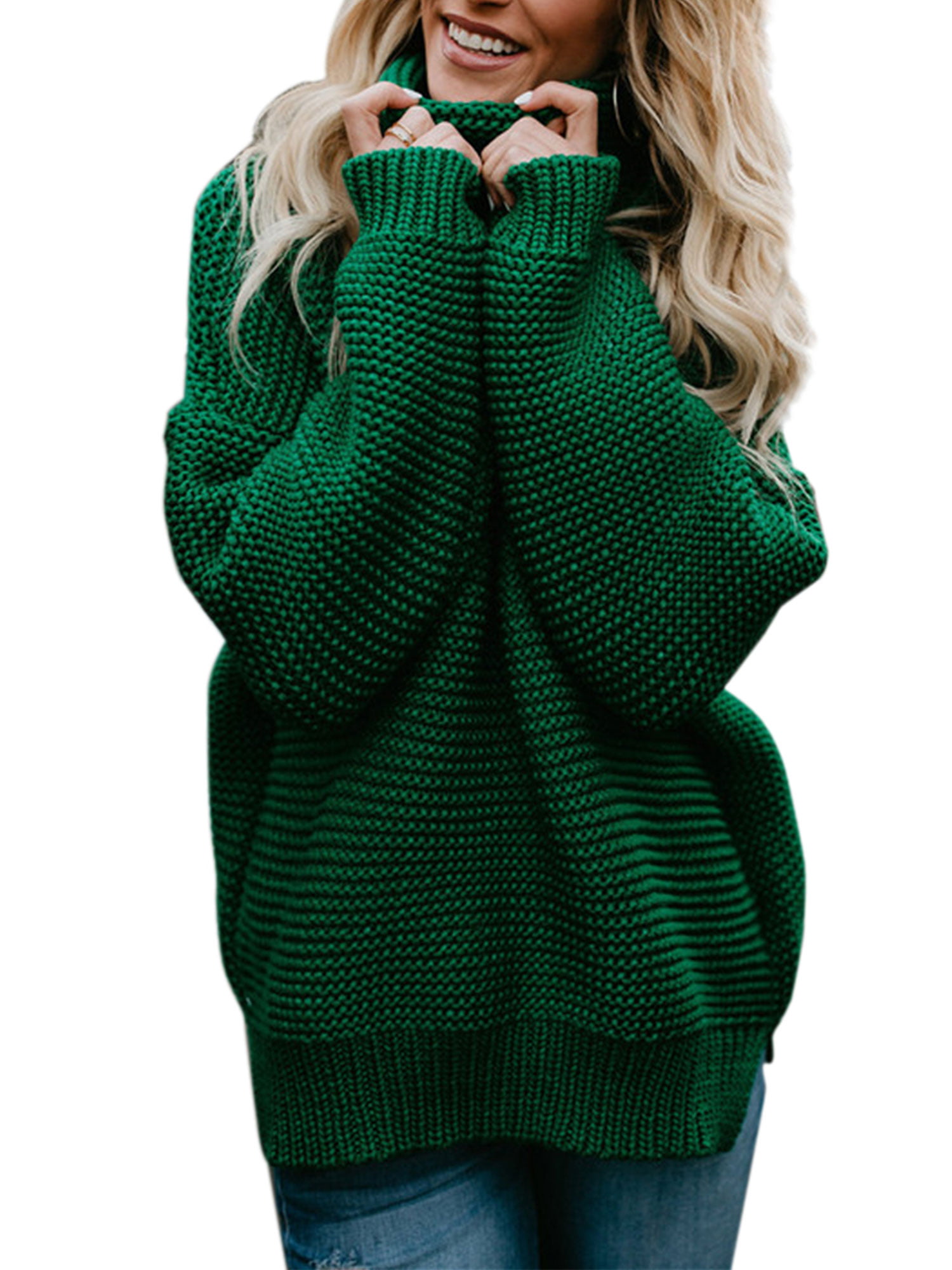 Sexy Dance - Women Winter Warm Knitted Sweater Polo Neck Tops Chunky ...