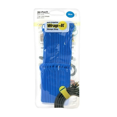 Wrap-It Storage - Self-Gripping Cable Ties (20-Pack) Reusable Hook and Loop Cord Organizer Cable Tie for Cord Management and Organization - Black