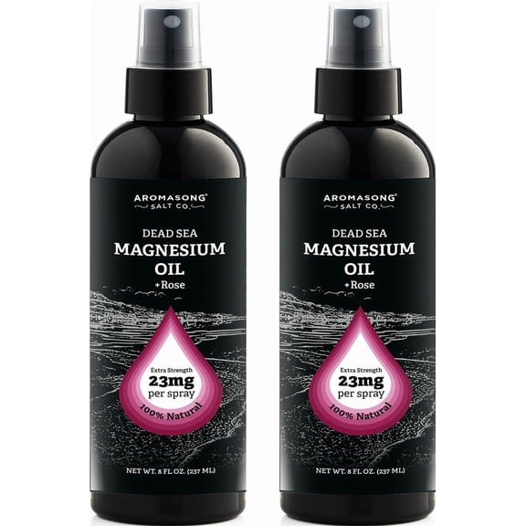 Aromasong Magnesium Spray Rose - Extra Strength 2 Pack of (23mg in Each Spritz) 8 Oz, Natural and Pure Magnesium Oil Spray - Made in The USA - for Leg Discomfort and Promotes a Calm Sleep