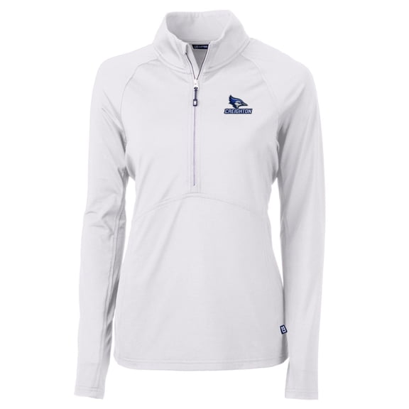 Women's Cutter & Buck White Creighton Bluejays Adapt Eco Knit Half-Zip Pullover Jacket