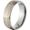 thumbnail image 2 of 7mm Half-Round Titanium Ring with Two 1mm Copper Inlays and a Hammered Finish, 2 of 3
