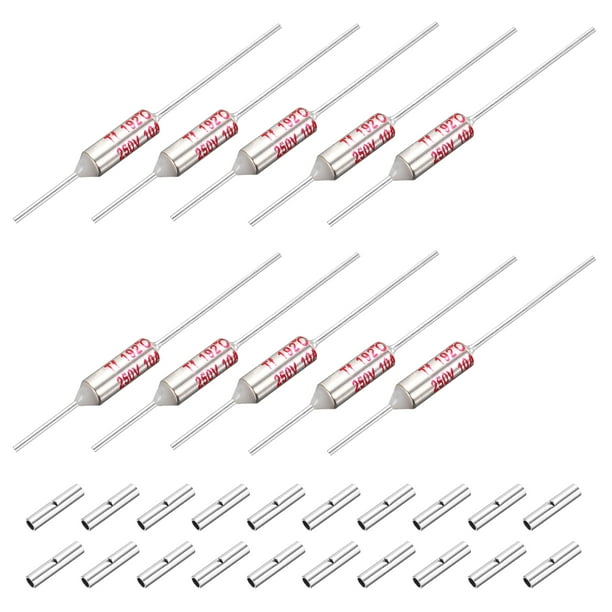 Uxcell 10Pcs Fusible Térmico de Metal SF192 10A 250V con Conector de Terminal