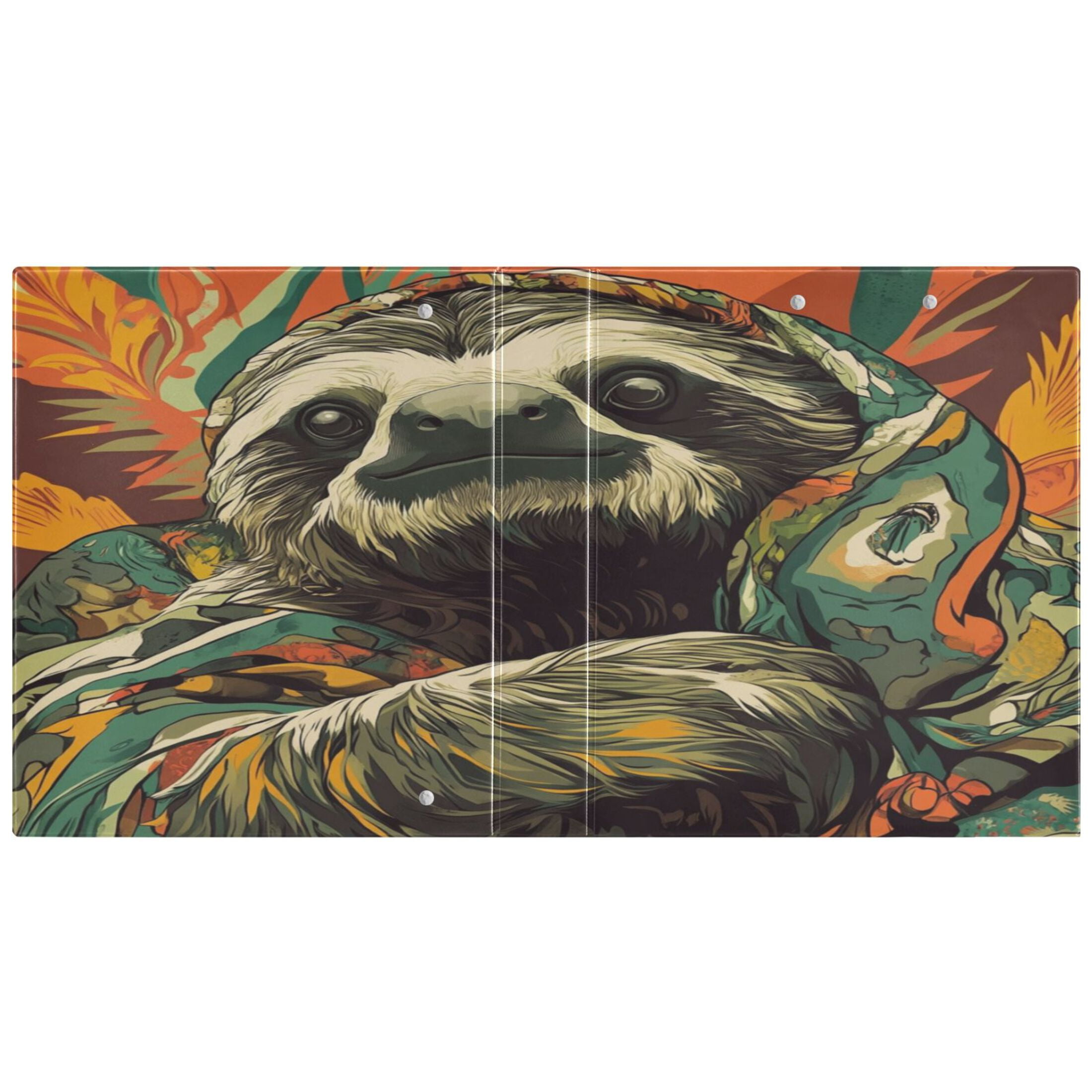 WOBOGO Exotic Style Sloth Pattern File Folders Extra Large Capacity to Hold 200 Sheets of Documents Hard Shell Ring Binder for School Home Office